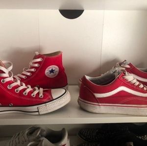 Red converse, red vans